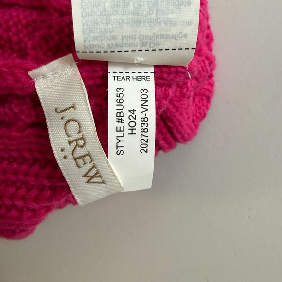 J Crew Women's Pink Cable Knit Pom Pom Beanie Winter Hat One Size BU653 - Picture 6 of 9